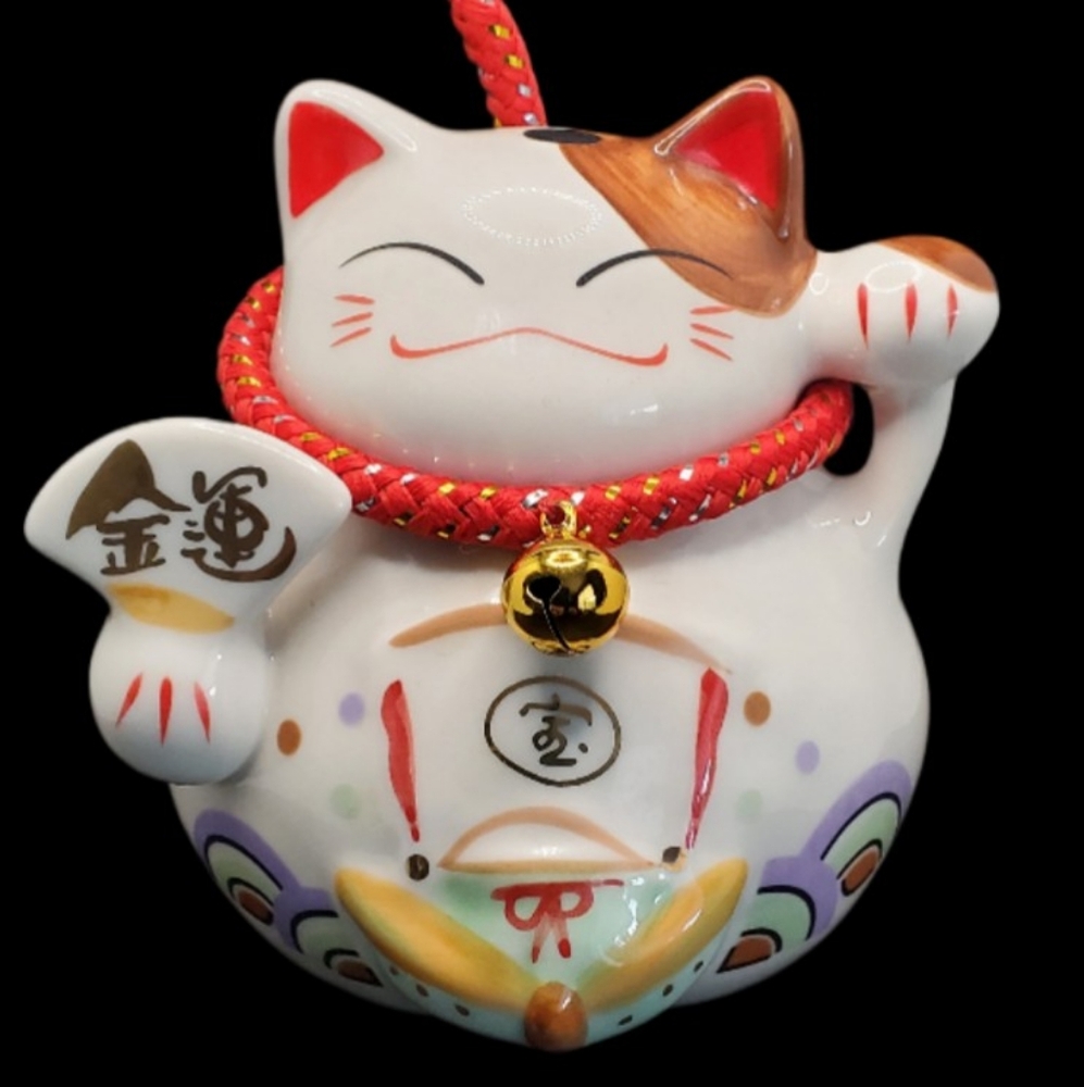 Ceramic Hand Painted Cat Piggy Coin Bank